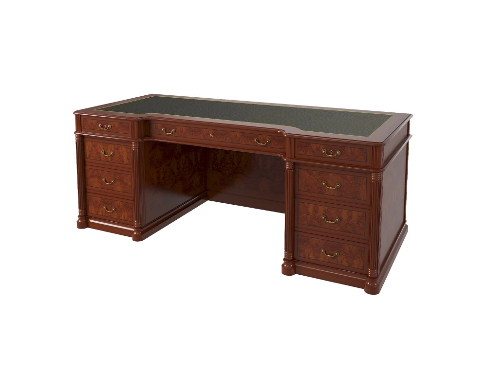 Стол руководителя с передней панелью матовый, кожа 2000х900х780 Artmoble