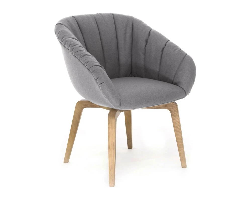 Кресло Alma Wood Soft Войлок, Светло-серый