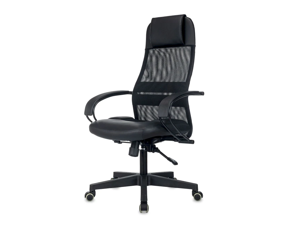Кресло Бюрократ CH-NOVA LUX Сетка/Экокожа, Черный